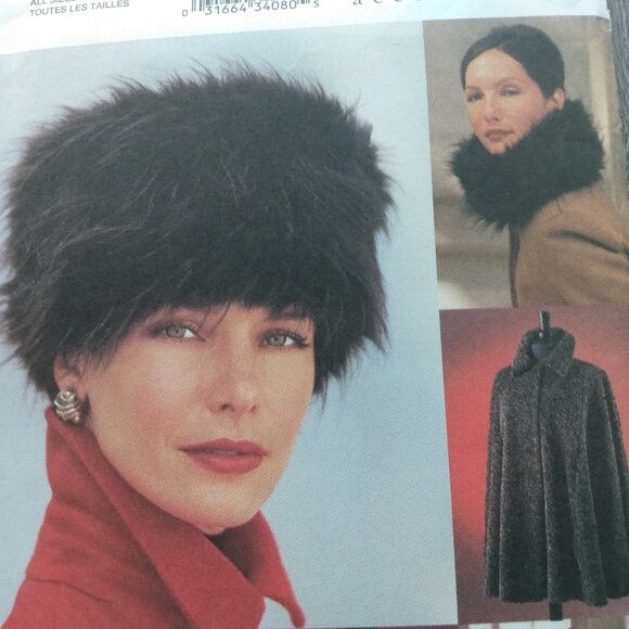 Vintage Vogue Winter Hat Sewing Pattern Collar, Stole, Capelet, Cape UNCUT 7505 - Picture 3 of 10